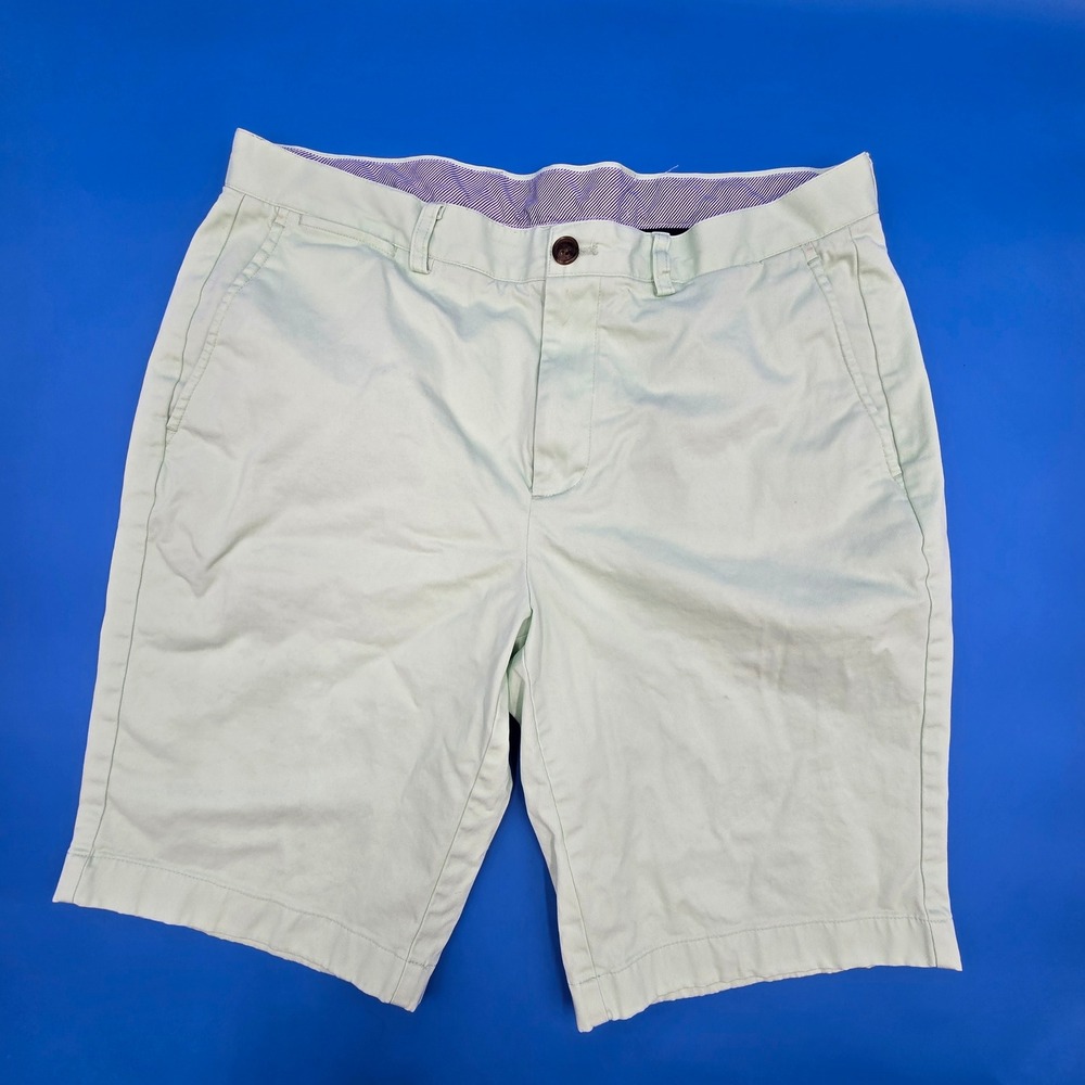 Brooks Brothers Mens‎ Mint Green Chino Shorts 36 Flat Front Stretch Cotton Twill